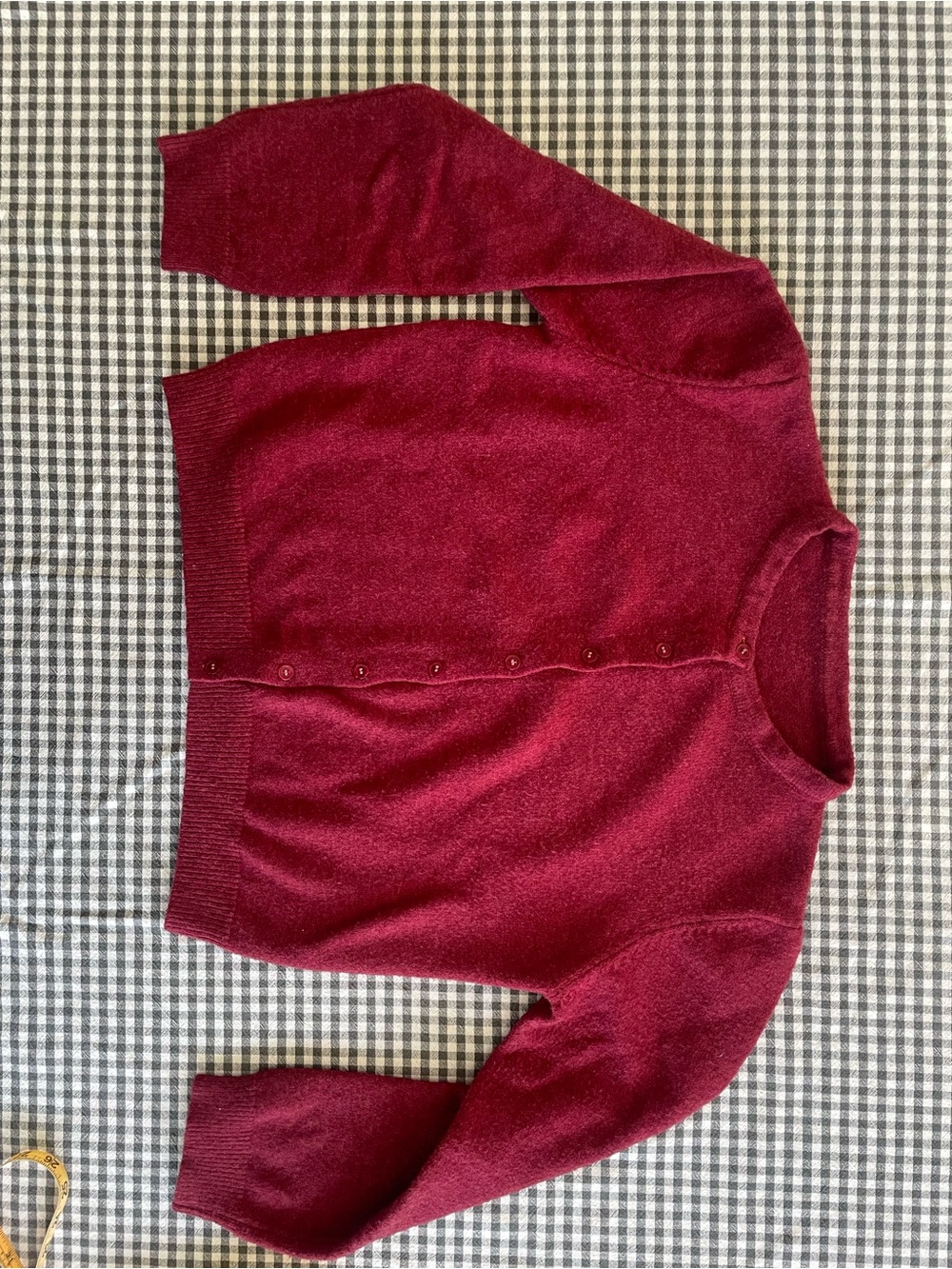Boxy Raspberry Round-Neck Cardigan - Picture 2 of 10
